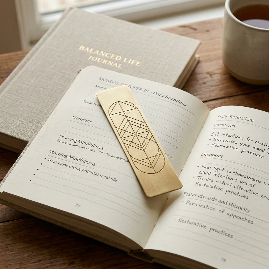 Minimalist Geometric Brass Bookmark - Luxury Stationery Accessory